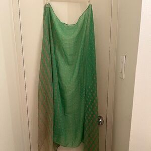Green and gray polka dot scarf